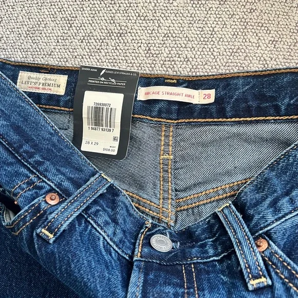 NWT Levi’s RIBCAGE STRAIGHT ANKLE WOMEN'S JEANS Noe Dark Mineral size 28x29 - Picture 5 of 7